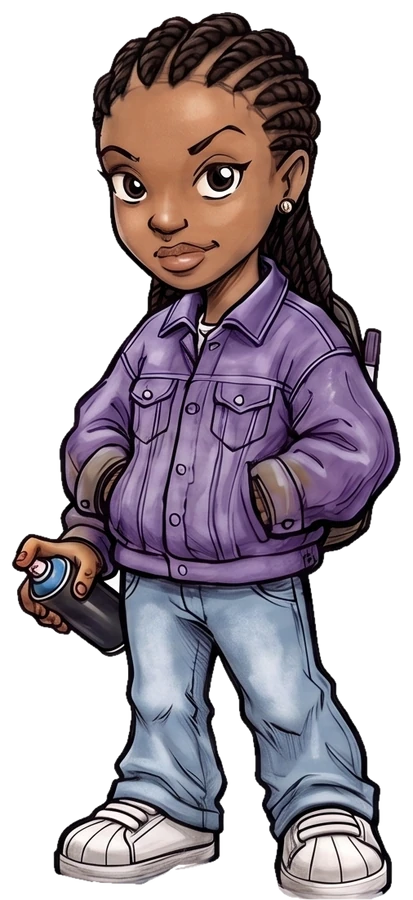 Ambidextrous — DJ in a purple jacket holding spray cans