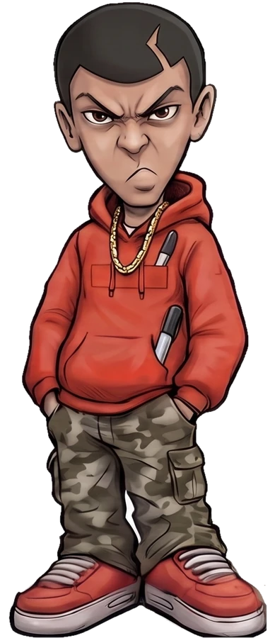 Fast — crew leader in a red hoodie and camo pants
