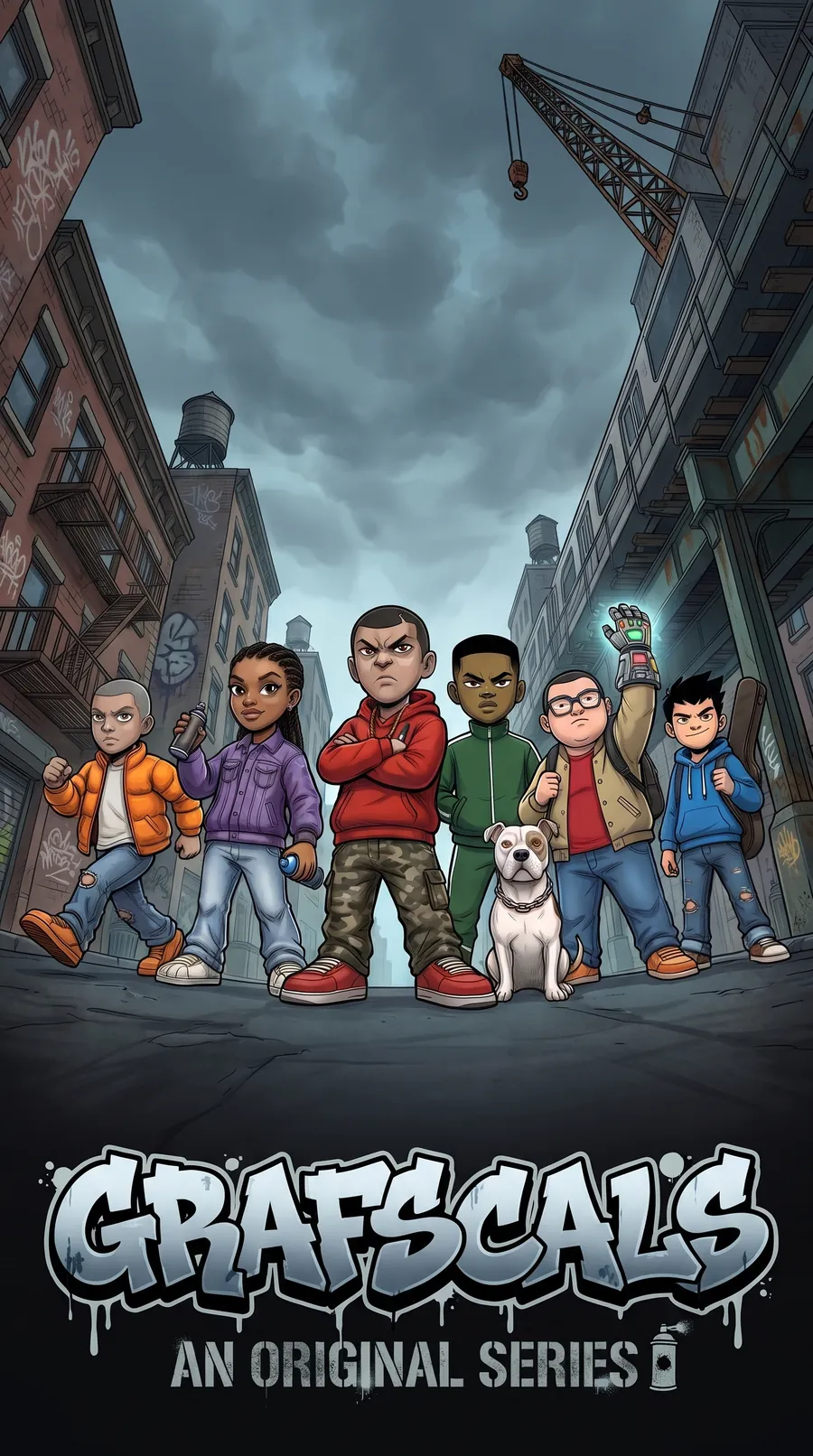 The Grafscals crew standing together on a city street